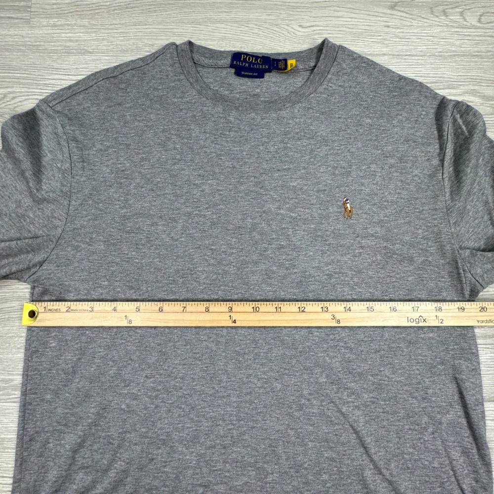 Polo Ralph Lauren Mens T-Shirt Classic Fit Gray Small Long Sleeve Pony Logo